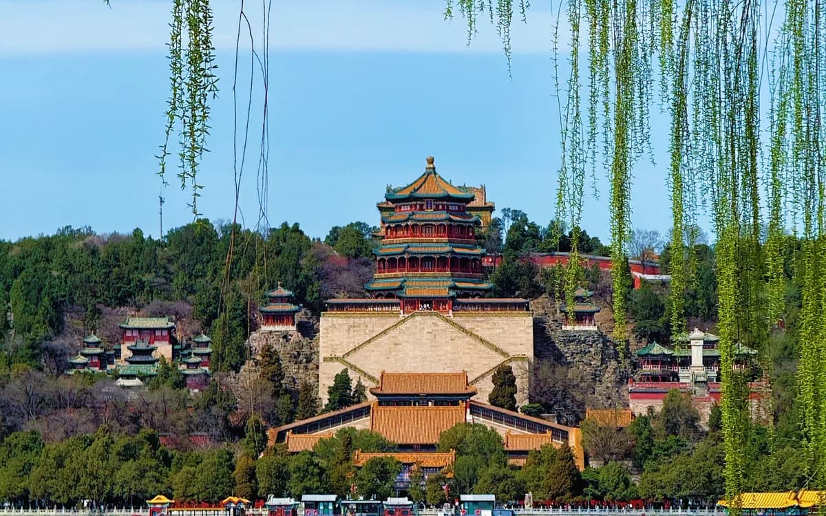 Summer Palace pavilions and lake in Beijing