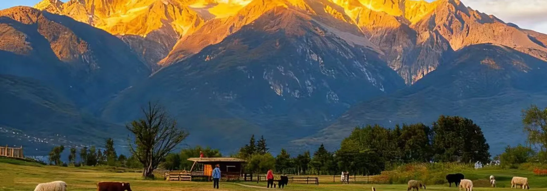 Mountain peaks rising above green valleys in Yunnan